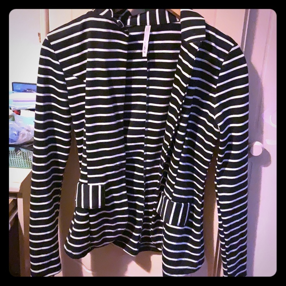 Funky black & white striped blazer